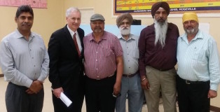 Congressman McClintock poses with community leaders, including from left to right: Mike Boparai, M.R. Paul of Bhim Rao Ambedkar Sikh Foundation, Baljraj Singh Randhawa (President of Roseville Gurdwara), Manjit Singh Uppal, and another member of Roseville Gurdwara.