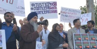 Bhajan Singh and Paramjit Kaur Khalra at Justice for Asifa Vigil