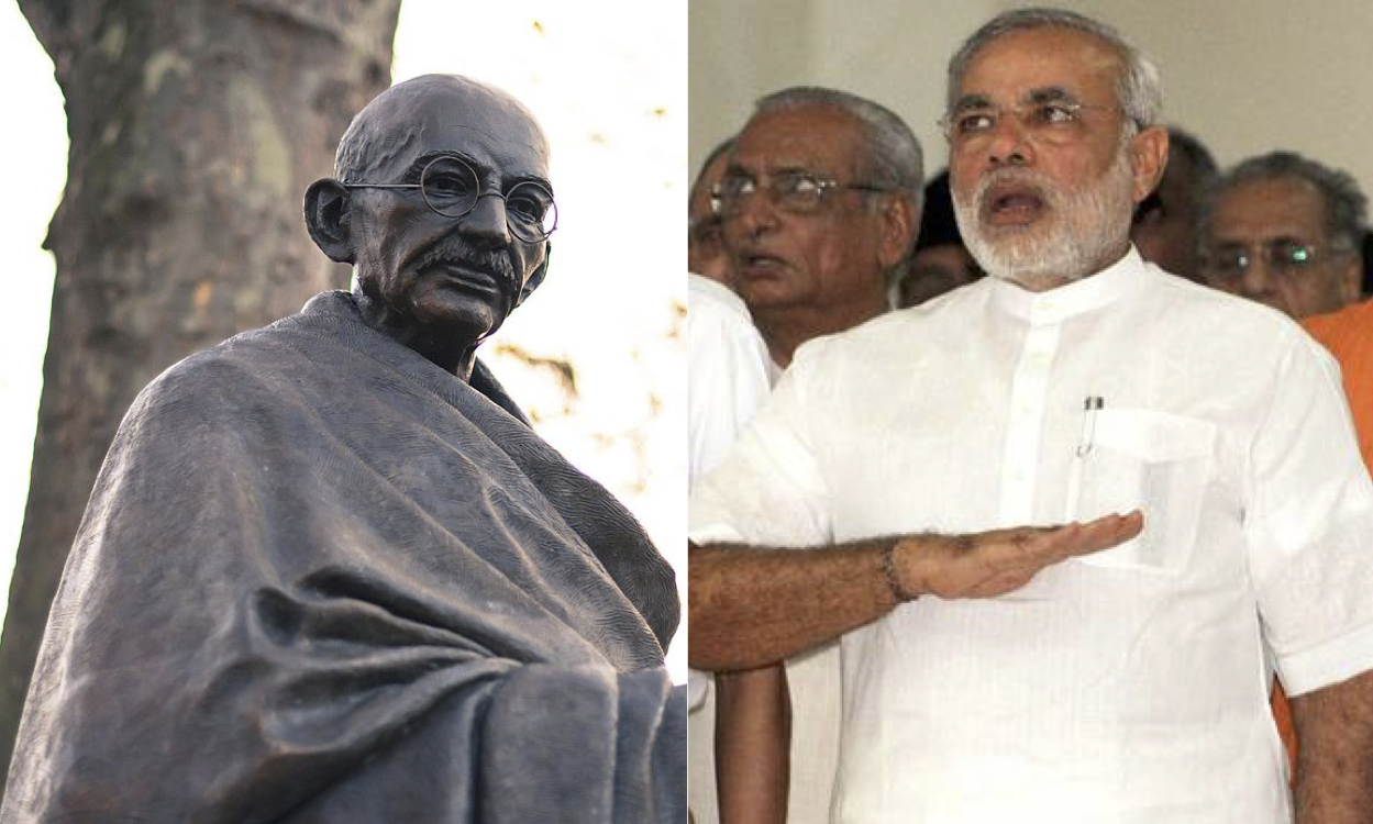Modi salutes Gandhi in Parliament Square