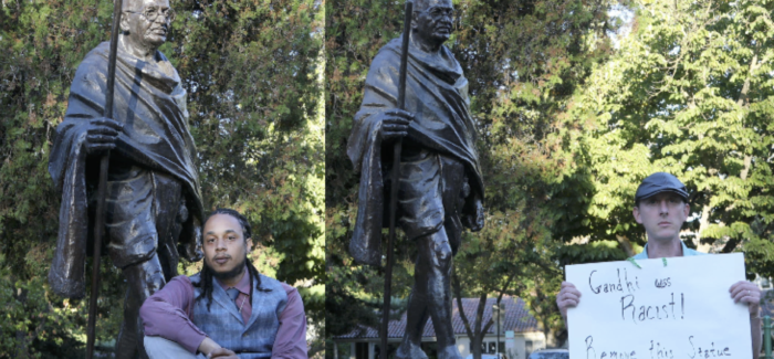 Activist at Gandhi Statue: “This Sexual Predator Has a Statue Erected of Him”