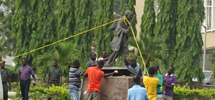 Gandhi Falls in Ghana as University Topples Statue Donated by India