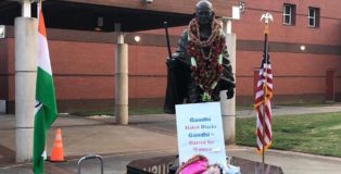 gandhi statue protest - martin luther king center - atlanta