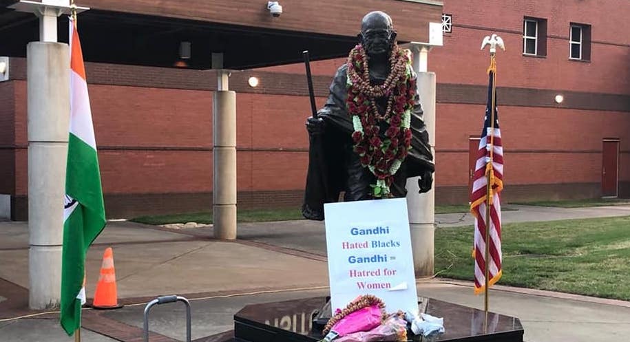 gandhi statue protest - martin luther king center - atlanta